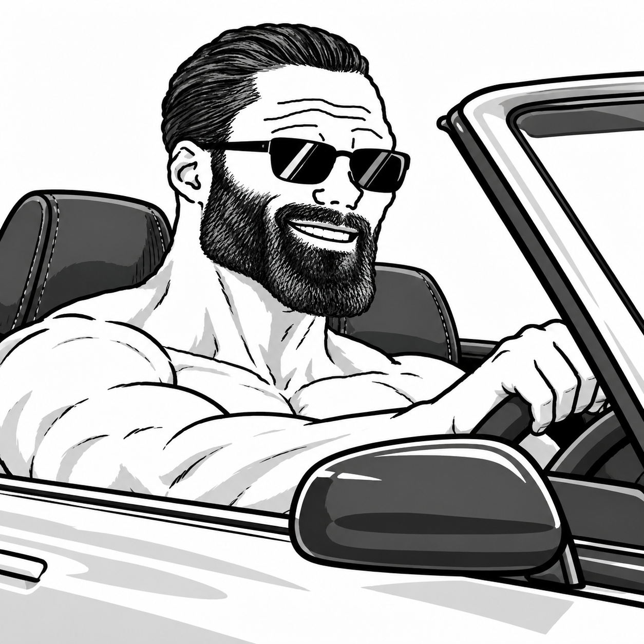 GIGAWOJAK cruising in a convertible
